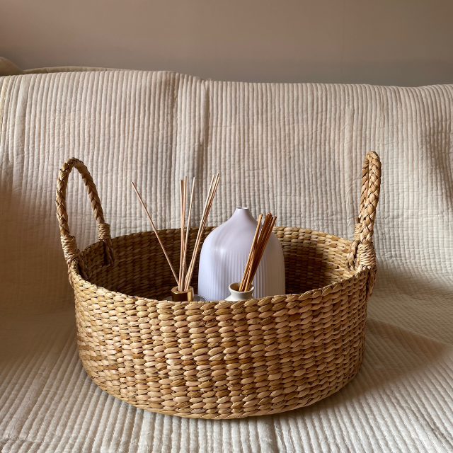 Saanjh Vintage Wicker Basket Large Tray | Centre Table | Housewarming Gift
