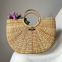 Load image into Gallery viewer, Half Moon Natural Brunch/Beach Bag
