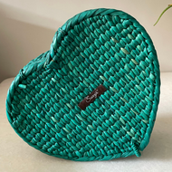 Kauna Straw Handwoven Heart In A Box - Teal
