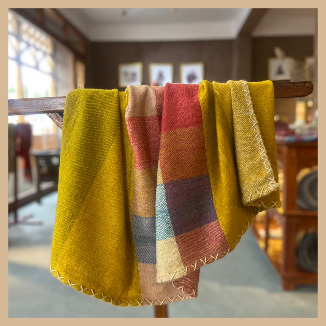 Nanhe Cashmere Luxury Baby Blanket | Marigold Chequered | Handwoven Himalayan