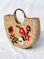 Floral Embroidery Kauna Handwoven Handbag, Tiffin Bag