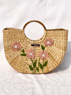 Pink Kauna Handwoven Embroidered Handbag, Tiffin Bag