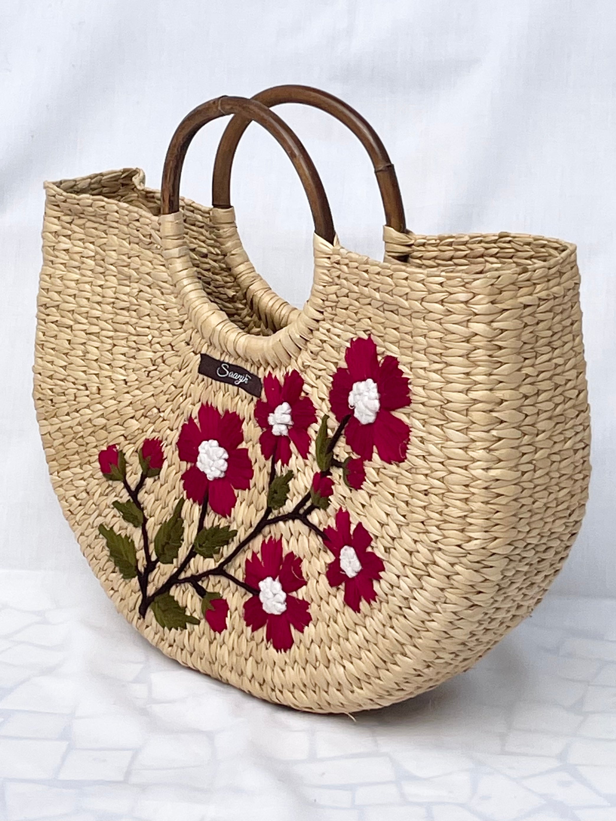 Dark Red Kauna Handwoven Embroidered Handbag