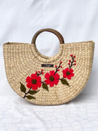 Pink Kauna Handwoven Floral Embroidered Handbag, Tiffin Bag