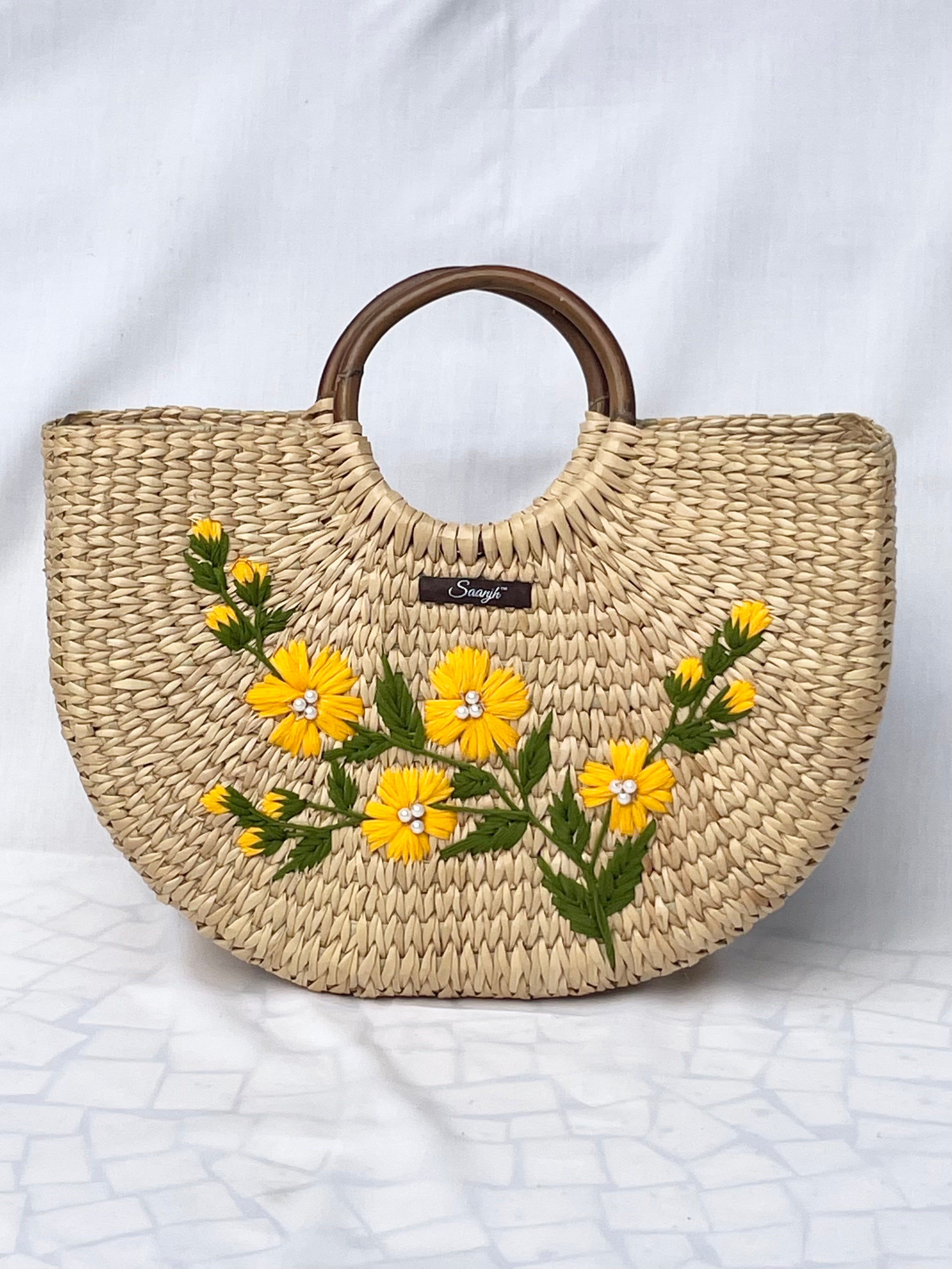Yellow Kauna Handwoven Embroidered Handbag