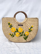 Yellow Kauna Handwoven Embroidered Handbag, Tiffin Bag