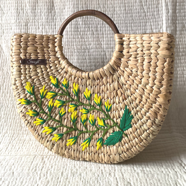 Hand-embroidered Yellow Flower Handbag