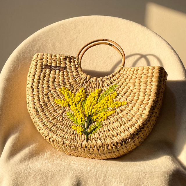 Mimosas Water Reed Handwoven Embroidered Handbag