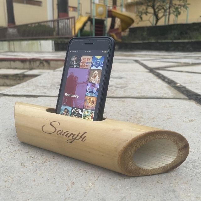 Portable speakers for home online India manufacturer bamboo eco friendly handcrafted branded gift for him her music lover price 
